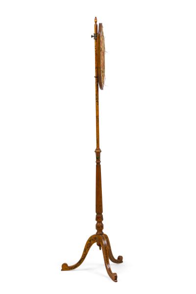 English Adam Style Satinwood Shield Pole Screen