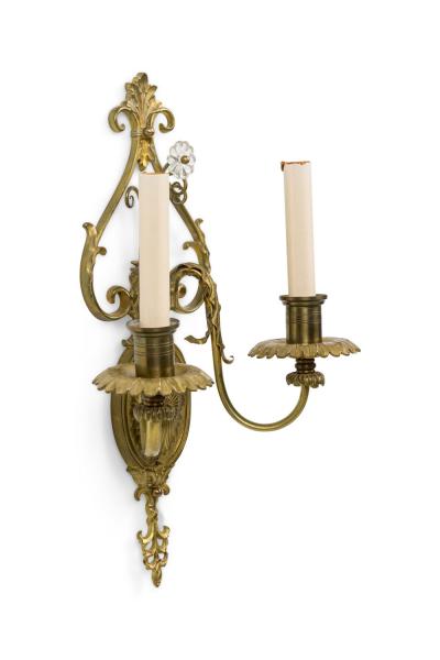 English Adam Style Two Arm Brass Wall Sconce