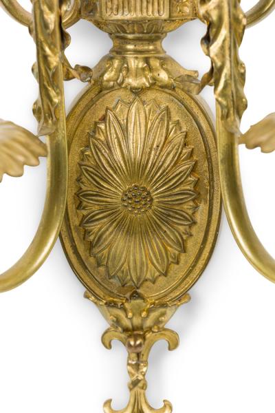 English Adam Style Two Arm Brass Wall Sconce
