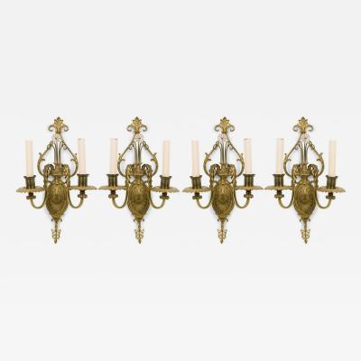English Adam Style Two Arm Brass Wall Sconce