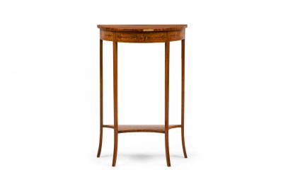 English Adam Style Wooden Painted Demilune Console Table