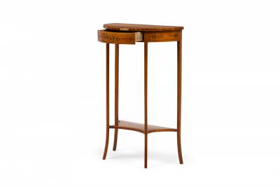 English Adam Style Wooden Painted Demilune Console Table