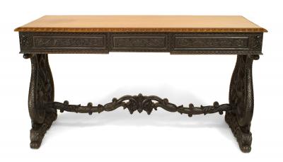 English Anglo Indian Rosewood and Padouk Writing Table