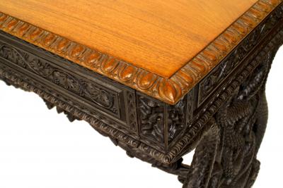English Anglo Indian Rosewood and Padouk Writing Table