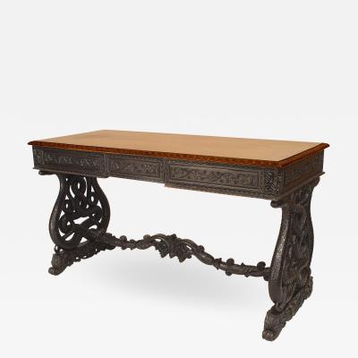 English Anglo Indian Rosewood and Padouk Writing Table