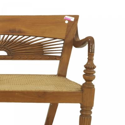 English Anglo Indian Teak Sunburst Loveseat