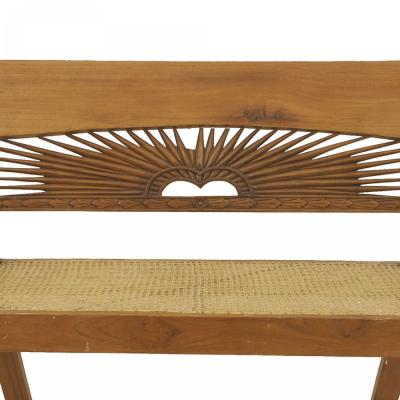 English Anglo Indian Teak Sunburst Loveseat
