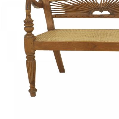 English Anglo Indian Teak Sunburst Loveseat