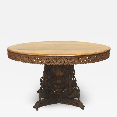 English Anglo Indian Teak and Padauk Center Table