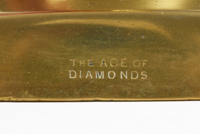 English Antique Brass Ace of Diamonds Candlesticks A Pair