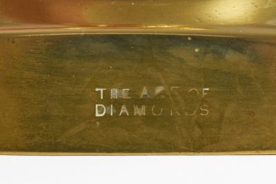 English Antique Brass Ace of Diamonds Candlesticks A Pair