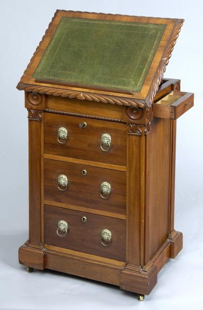 English Antique Late Regency Library Cabinet Desk