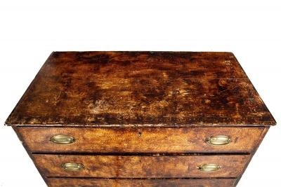 English Antique Mid 19th Century Three Drawer Glazed Chest of Drawers