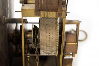 English Antique Red Chinoiserie Six Bell Hanging Wall Clock ca 1830