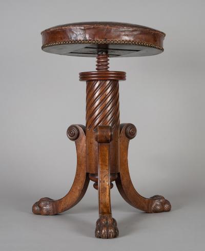 English Antique Regency Revolving Piano Stool