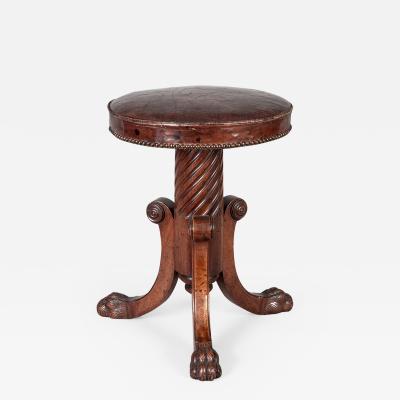 English Antique Regency Revolving Piano Stool