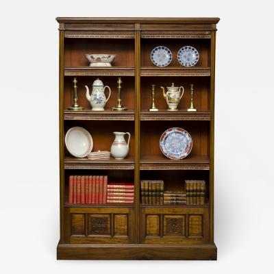 English Antique Victorian Walnut Open Bookcase Circa 1870