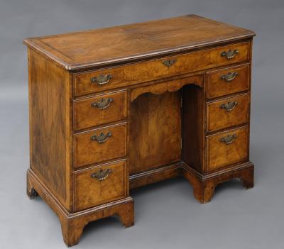 English Antique Walnut Ladies Kneehole Desk