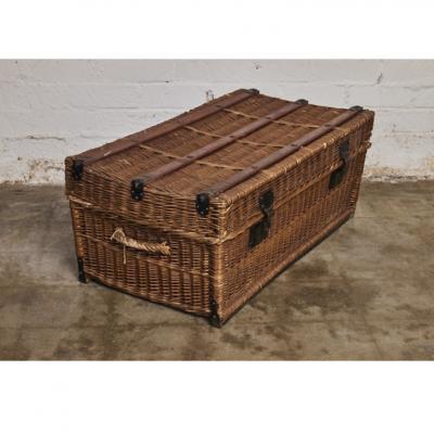 English Antique Wicker Trunk
