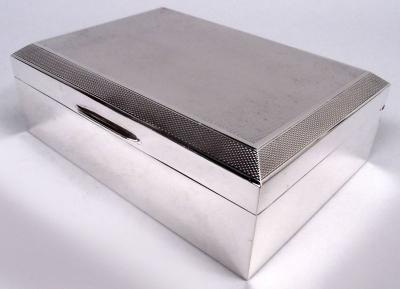 English Art Deco Sterling Silver Box 1957