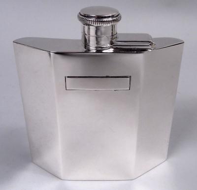 English Art Deco Sterling Silver Flask 1947