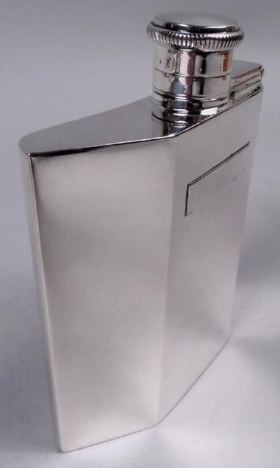 English Art Deco Sterling Silver Flask 1947