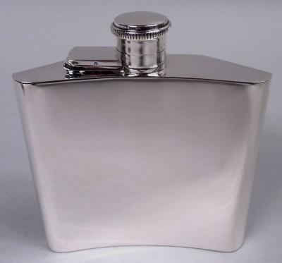 English Art Deco Sterling Silver Flask 1947