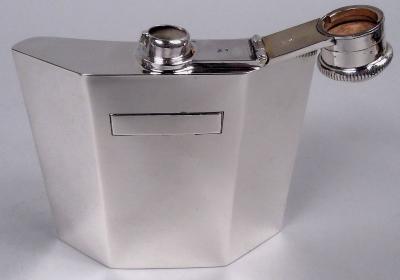 English Art Deco Sterling Silver Flask 1947