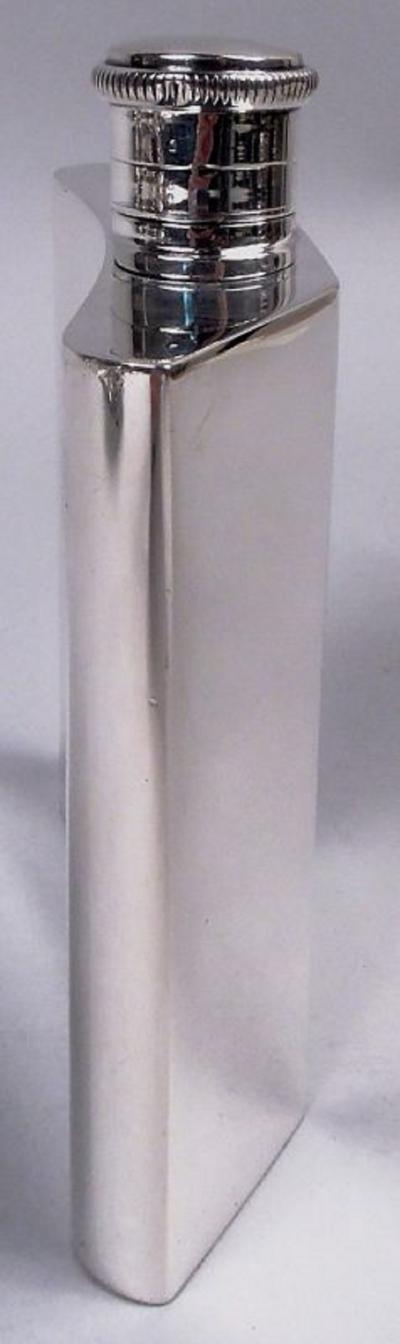 English Art Deco Sterling Silver Flask 1947