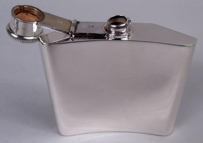 English Art Deco Sterling Silver Flask 1947