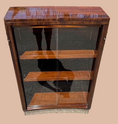 English Art Deco Yacht Flip Top Bar in Flamed Walnut