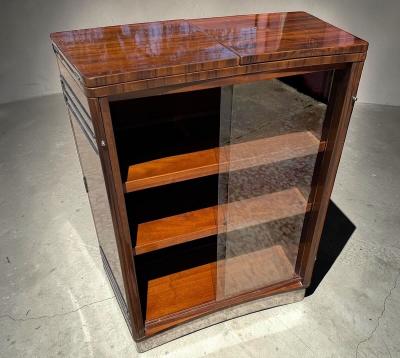English Art Deco Yacht Flip Top Bar in Flamed Walnut
