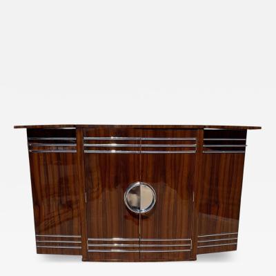 English Art Deco Yacht Flip Top Bar in Flamed Walnut