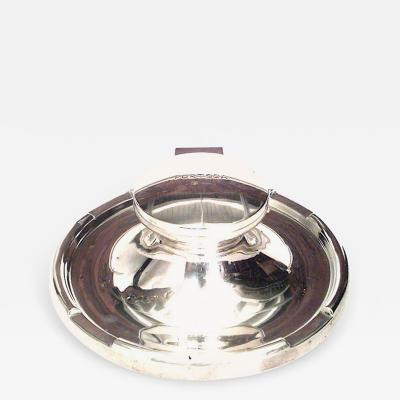English Art Moderne Silver Inkwell