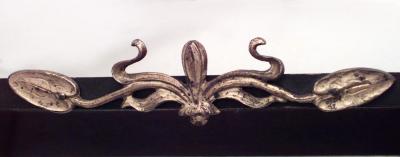 English Art Nouveau Mahogany and Bronze Dore Trimmed Wall Shelf