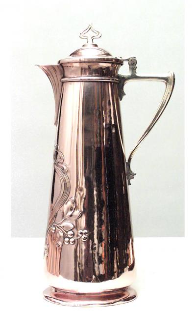 English Arts Crafts Brass Pitcher and Cup Set