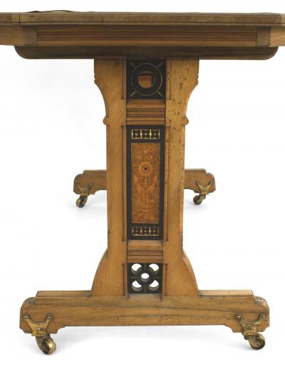 English Arts Crafts Elm Wood Desk