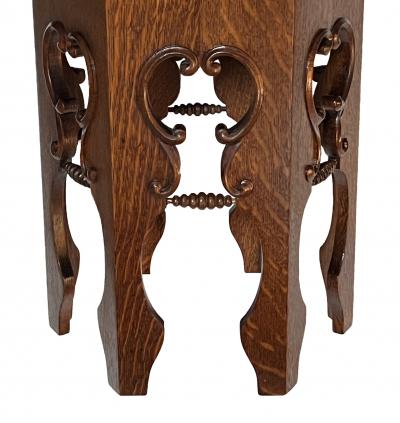 English Arts Crafts Hexagonal Oak Occasional Table