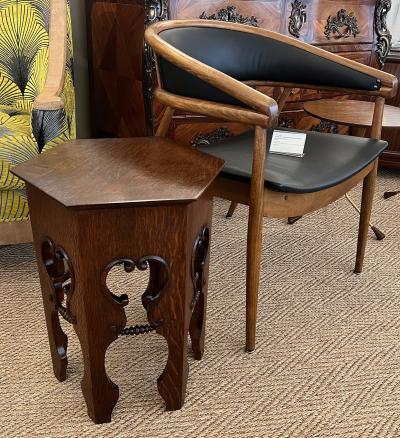 English Arts Crafts Hexagonal Oak Occasional Table