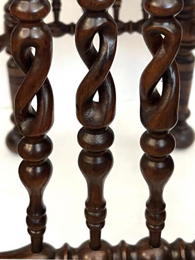 English Arts Crafts Hexagonal Occasional Table with Openwork Barley Twist Body