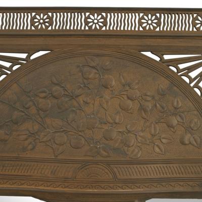 English Arts Crafts Patinated Iron Floral Design Wall Mirror