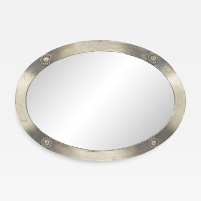 English Arts Crafts Pewter Wall Mirror