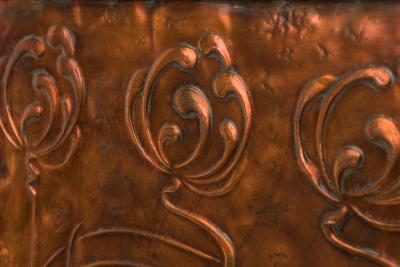 English Arts Crafts Style Wrought Iron and Pressed Copper Fire Screen
