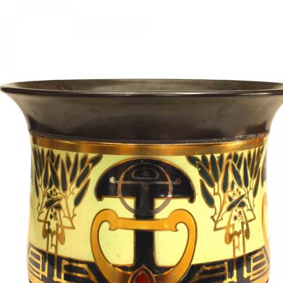 English Arts and Crafts Ceramic Gilt Pot