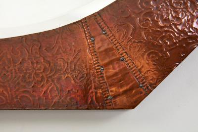 English Arts and Crafts Octagonal Copper Mirror