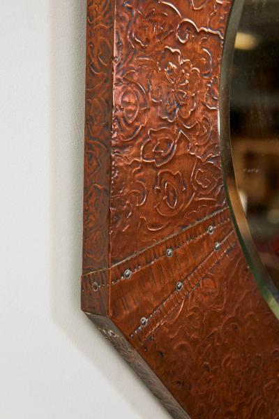 English Arts and Crafts Octagonal Copper Mirror