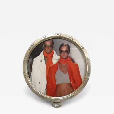 English Arts and Crafts Silver Round Picture Frame