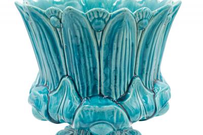 English Arts and Crafts Turquoise Porcelain Centerpiece