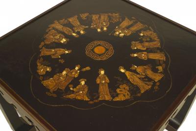 English Black Lacquered Chinoiserie End Table