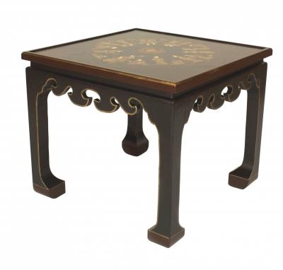 English Black Lacquered Chinoiserie End Table
